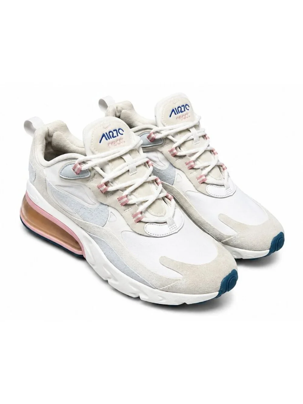 Nike Air Max 270 React Shoes Womens 9.5 American Modern White Pink AT6174-100